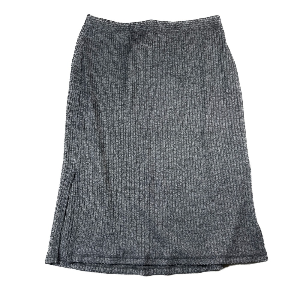 Banana Republic Ribbed Knit Midi Skirt Gray Career Casual Stretch‎ Women's M NWT